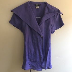 Tracy M. Purple Linen top slightly ruffled